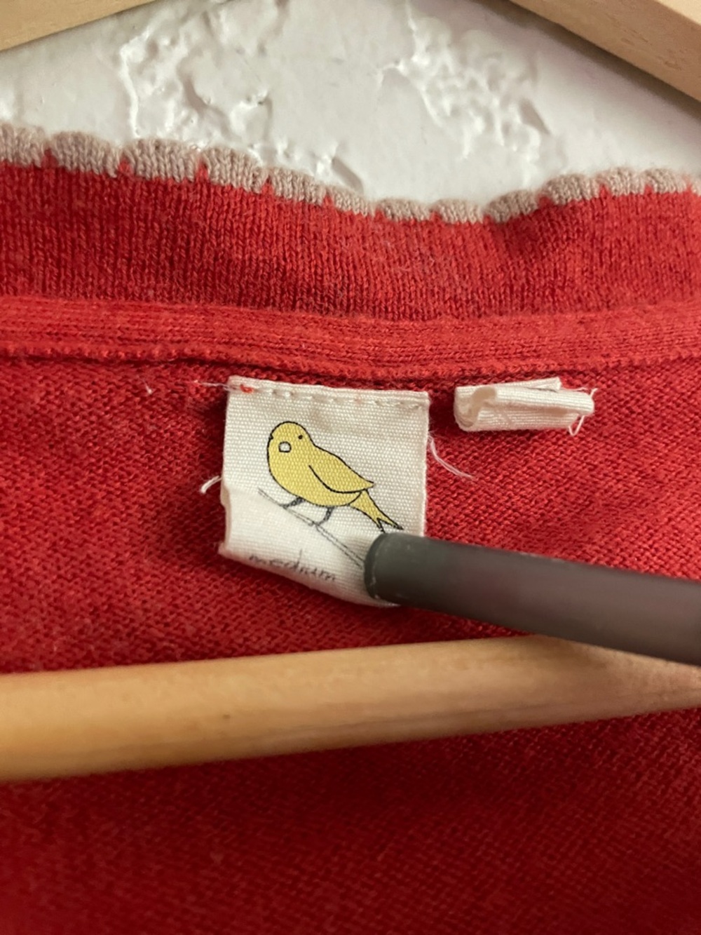 Anthropologie RARE Vintage Y2K Red Scalloped Cardigan Sweater - Picture 4 of 6